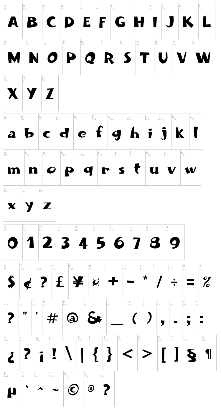 Folia Mix font map